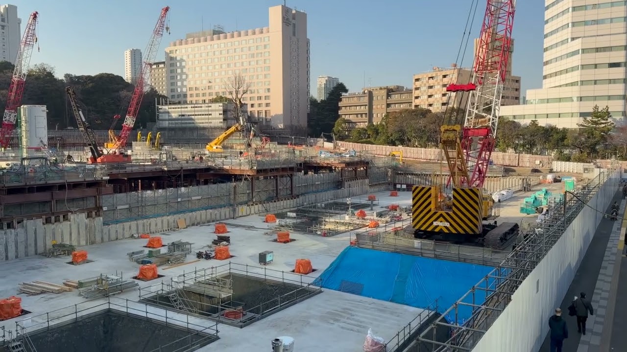 シナガワグース跡地の、29階152m「（仮称）品川駅西口地区A地区新築計画」の様子 2026年2月15日撮影