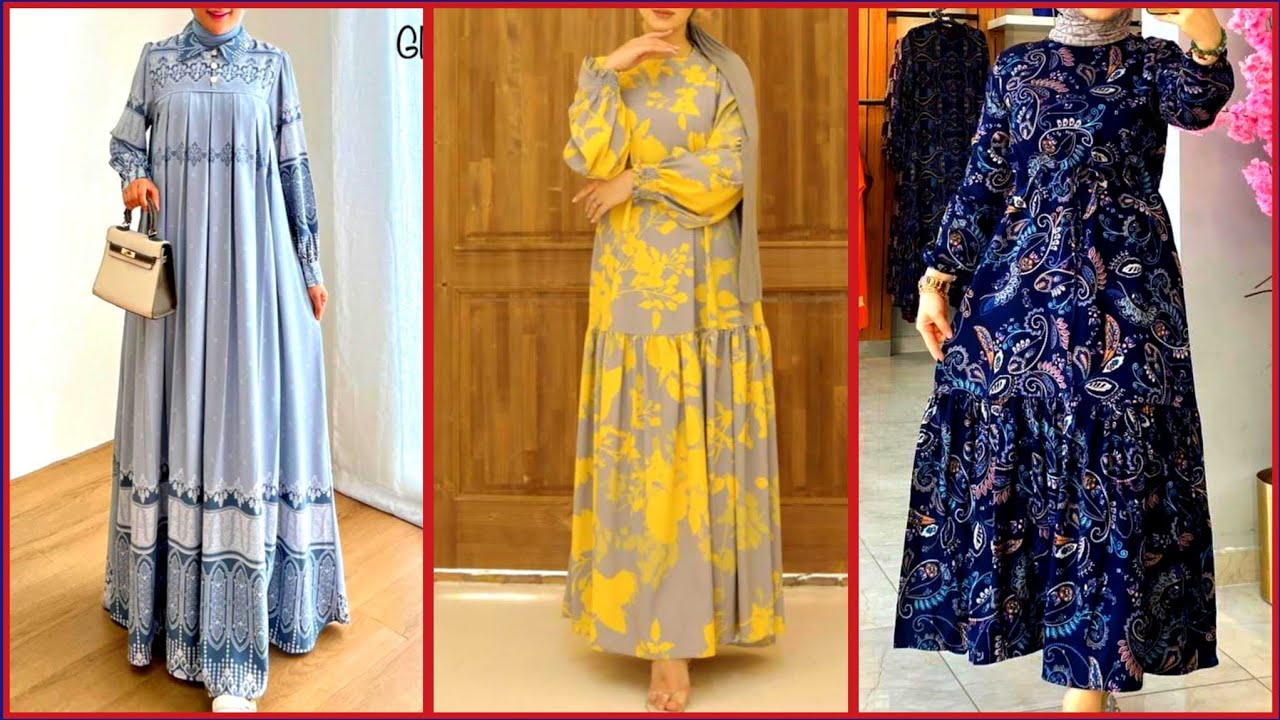 Beautiful and Stylish Women's Digital Printed Ruffled Abaya Gown Design Ideas 2025
