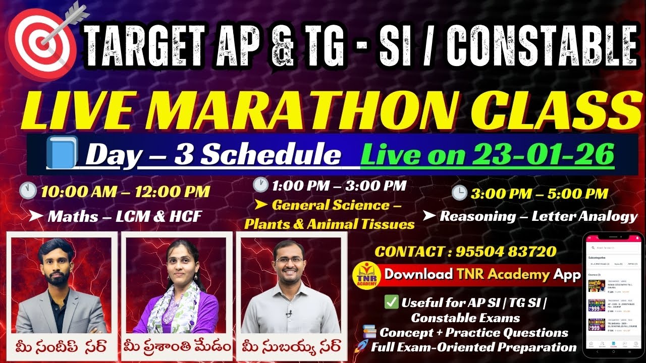 🎯 TARGET AP & TG SI / CONSTABLE 🔥LIVE MARATHON CLASSES - 03🔥 Concept + Practice 🔴LIVE @ 10 am