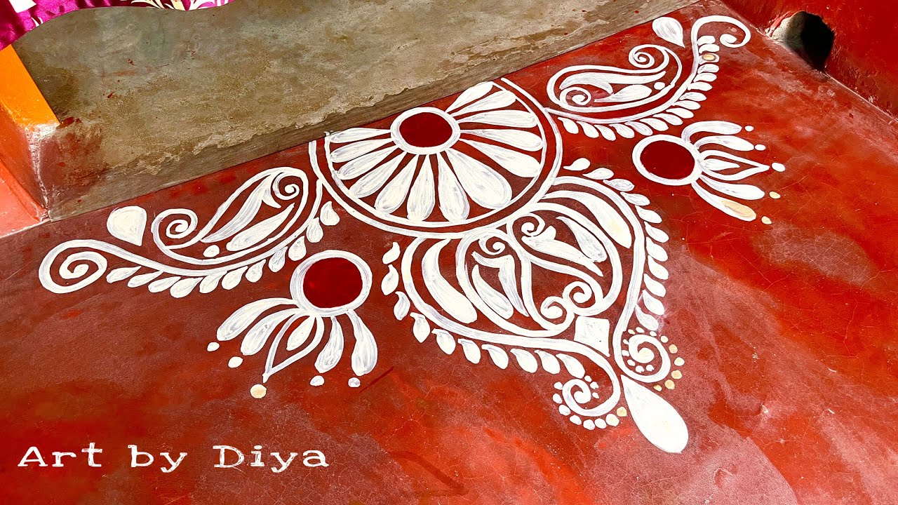 Easy Door Border Alpona || New Alpona Design