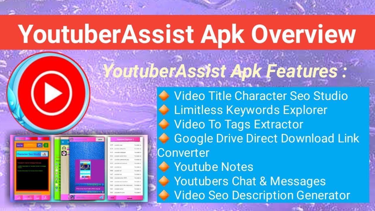 YoutuberAssist apk | seo | keywords | Videotagextract | Notes