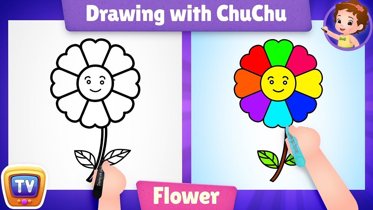 How to Draw a Flower? - Drawing with ChuChu – ChuChu TV Drawing for Kids Easy Step by Step