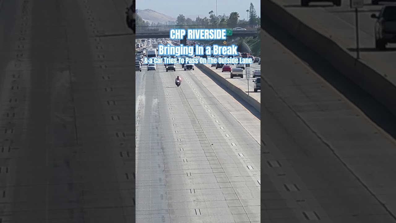 CHP motor officer bringing in a break on the 91 freeway in Riverside #chp #police #california #cops