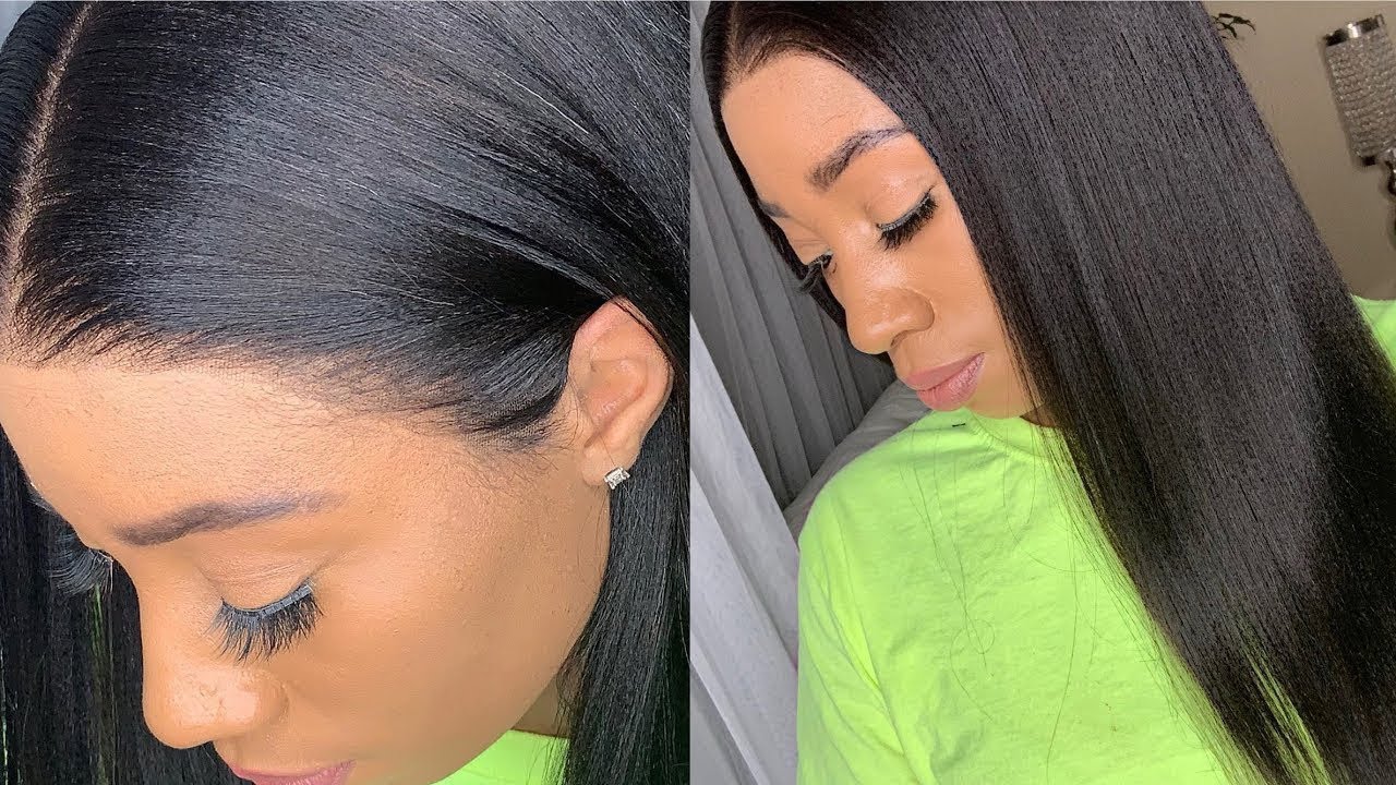 Easy No Gel/Spray Affordable Pre Plucked Natural Brazilian Yaki Straight Hair Lace Wig |OMGQUEENHAIR