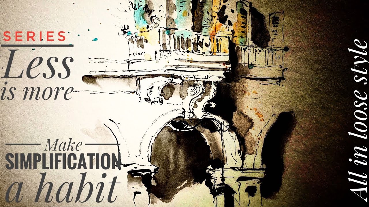 Urban Sketching Series -  Simplify ink lines and watercolors, quickly draw architectural sketches