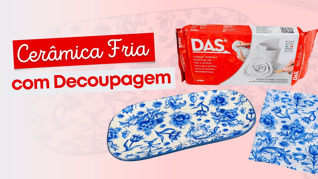Como fazer Bandeja em Cerâmica Fria com Decoupagem