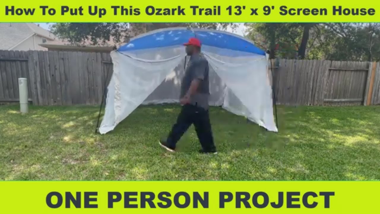 How To Put Up A Ozark Trail Screen House Tent 13' x 9' By Yourself