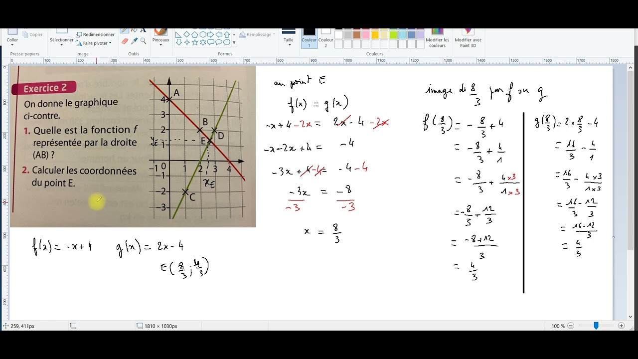 3 calcul coordonnées point intersction