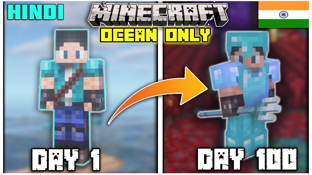 I Survived 100 Days in Minecraft OCEAN ONLY World ! (Hindi Gameplay)