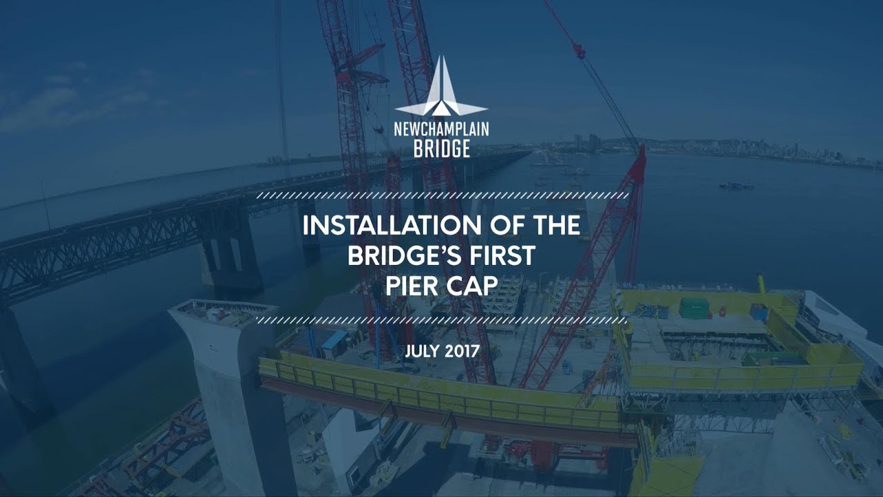Installation of the bridge's first pier cap - July 2017