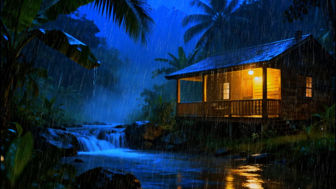 Rain on Window at Night 🌙 Cozy Cabin Sleep Sounds