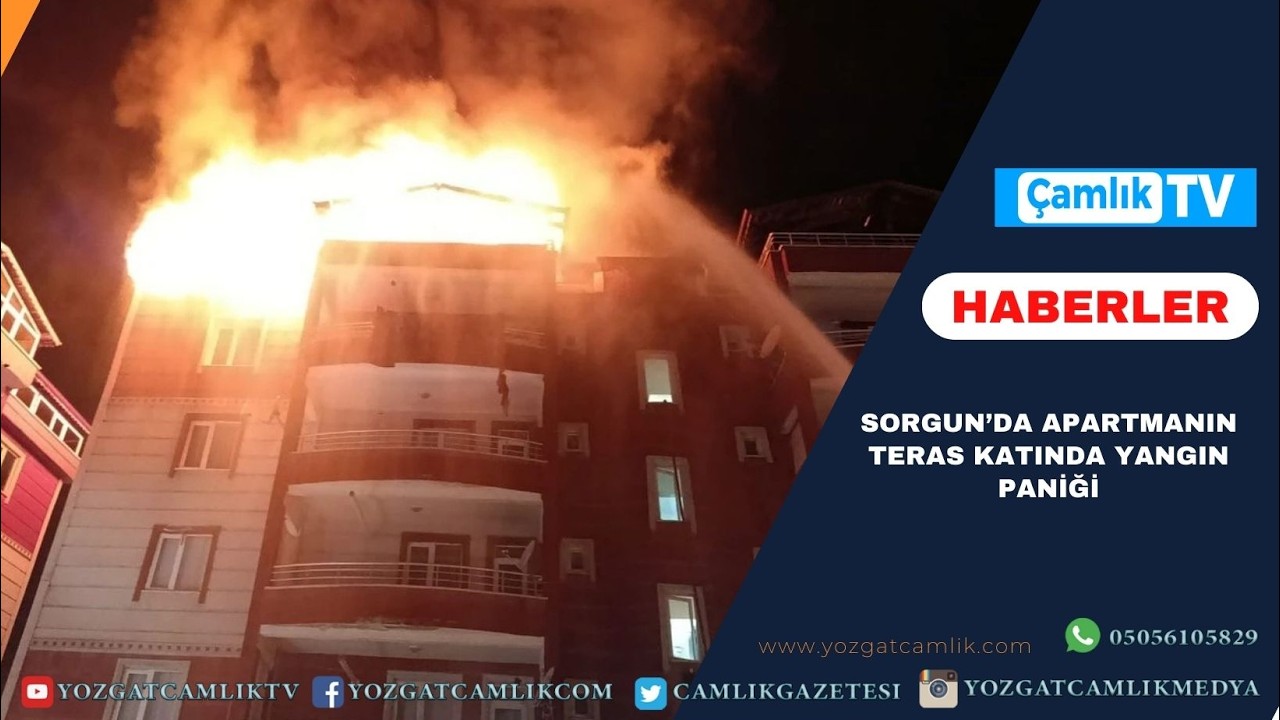 Sorgun’da Apartmanın Teras Katında Yangın Paniği