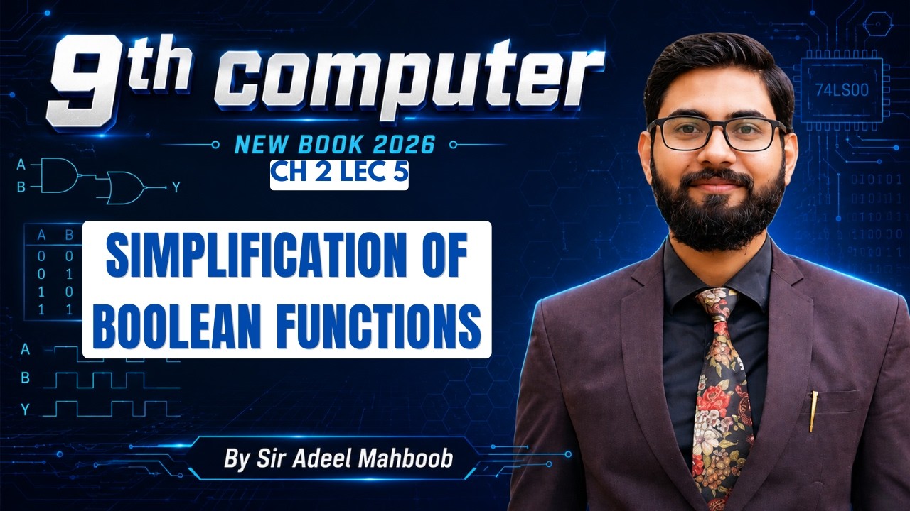 Simplification of boolean functions | boolean algebra rules | 9th computer new book 2025
