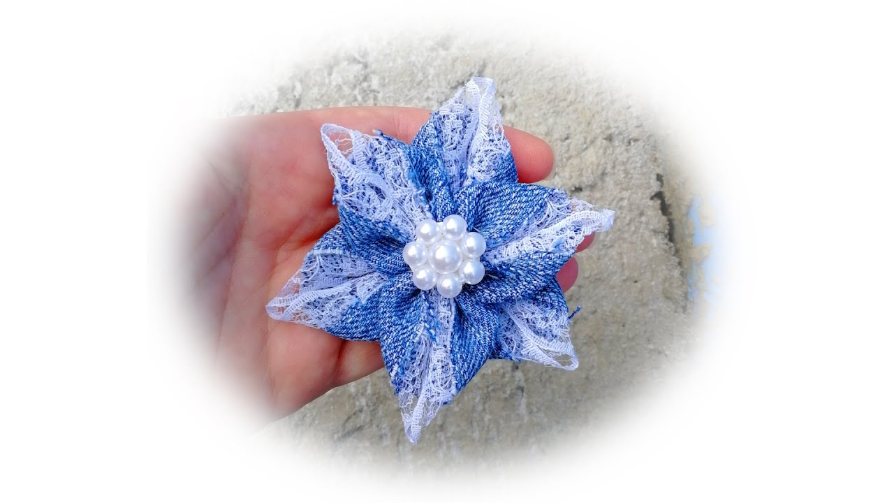 Тканевый цветок. Переделка джинсов. Мастер класс | Fabric flower. Remaking jeans | Flor de tela.