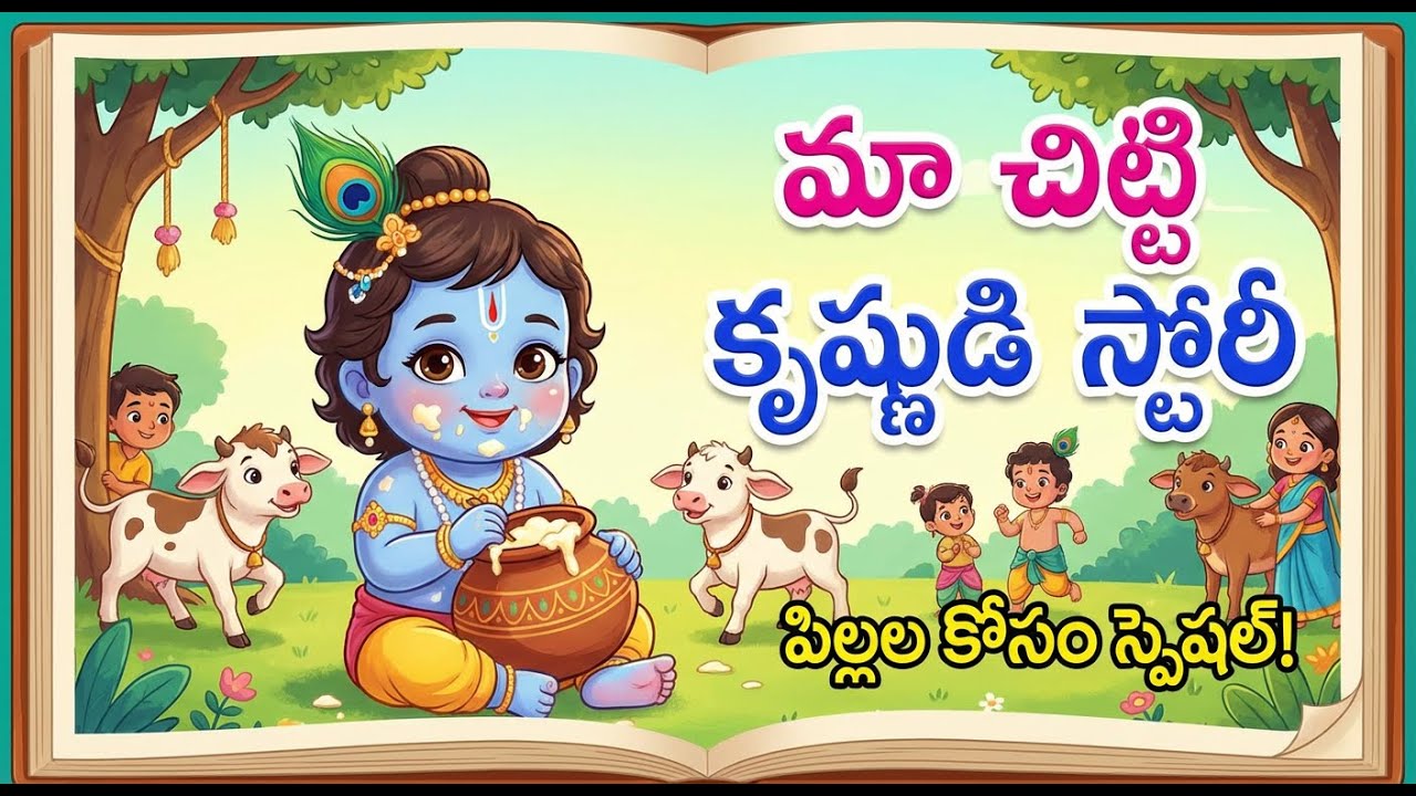 చిట్టి కృష్ణుడు 🪈 | 3D Cartoon Story in Telugu | Kids Animation