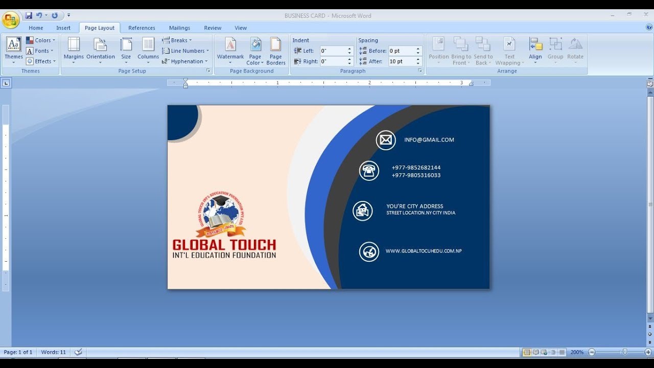 How to make Business Card Design in ms word | Visiting card design in ms word