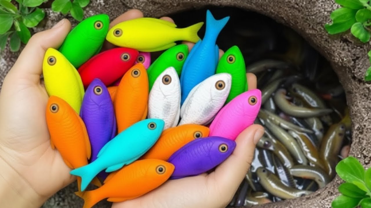 Catch beautiful aquarium fish in small pond baby turtles, pencil fish, nemo fish, guppies.