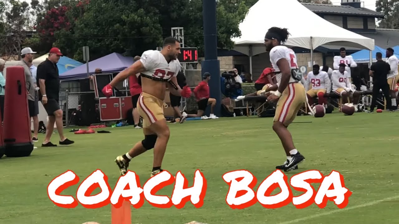 Nick Bosa Teaches Fred Warner Pass Rush Moves at the 49ers’ Joint Practice with the Chargers
