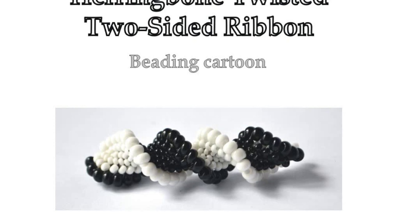 Two-Sided Twisted Herringbone Ribbon. Beading Cartoon.