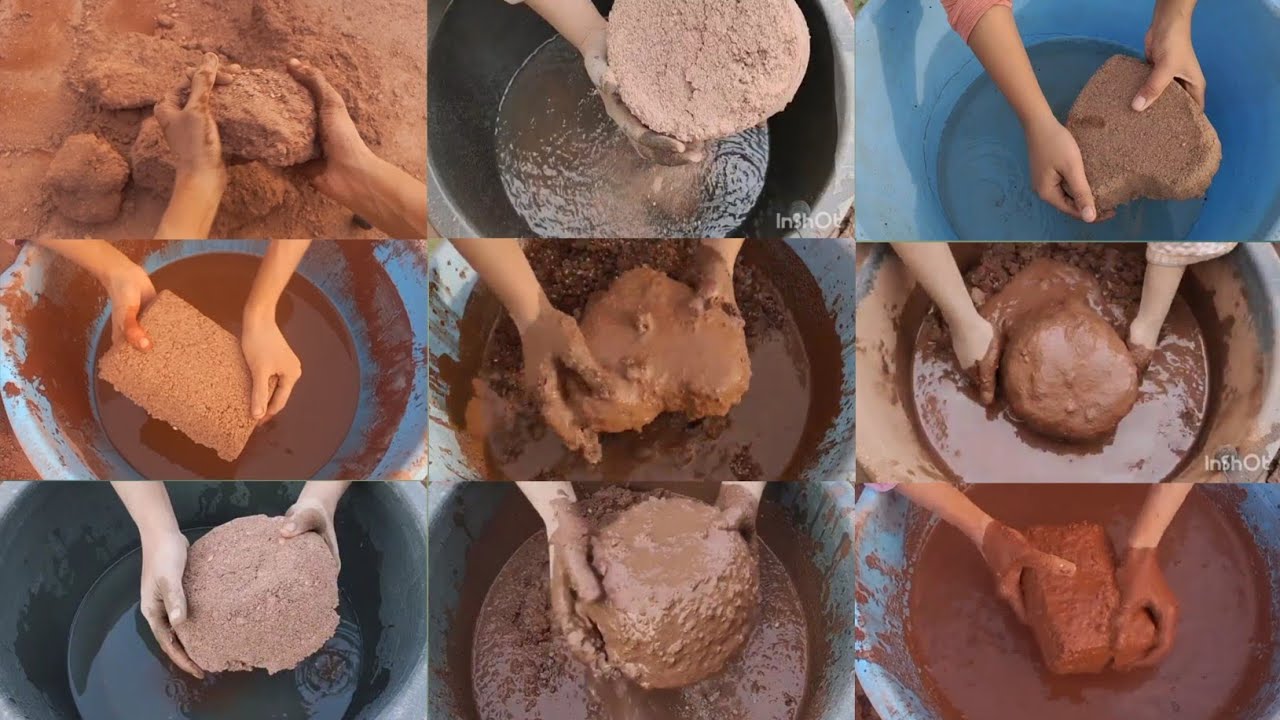 ASMR Edits Gritty Grainy Red Dirt ♥️ Texture Crumbling Compilation 🥰||Dry+Water Crumbling 🤤✨💥