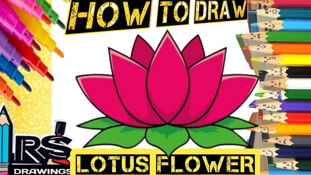 Lotus flower drawing, painting &coloring for kids &toddlers|lotus flower|Easy drawing|rsdrawings