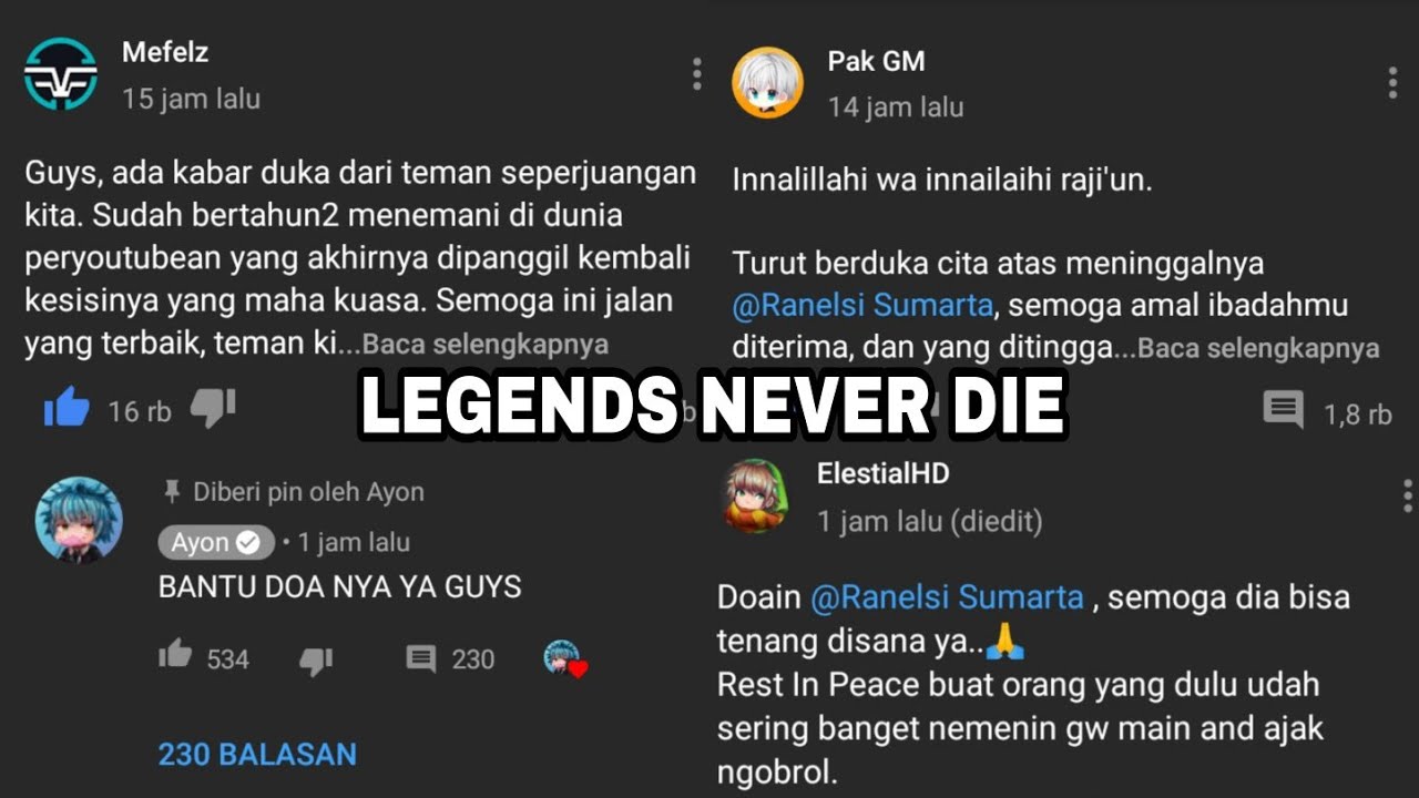 Ranelsi Sumarta Meninggal dunia Mohon Doanya