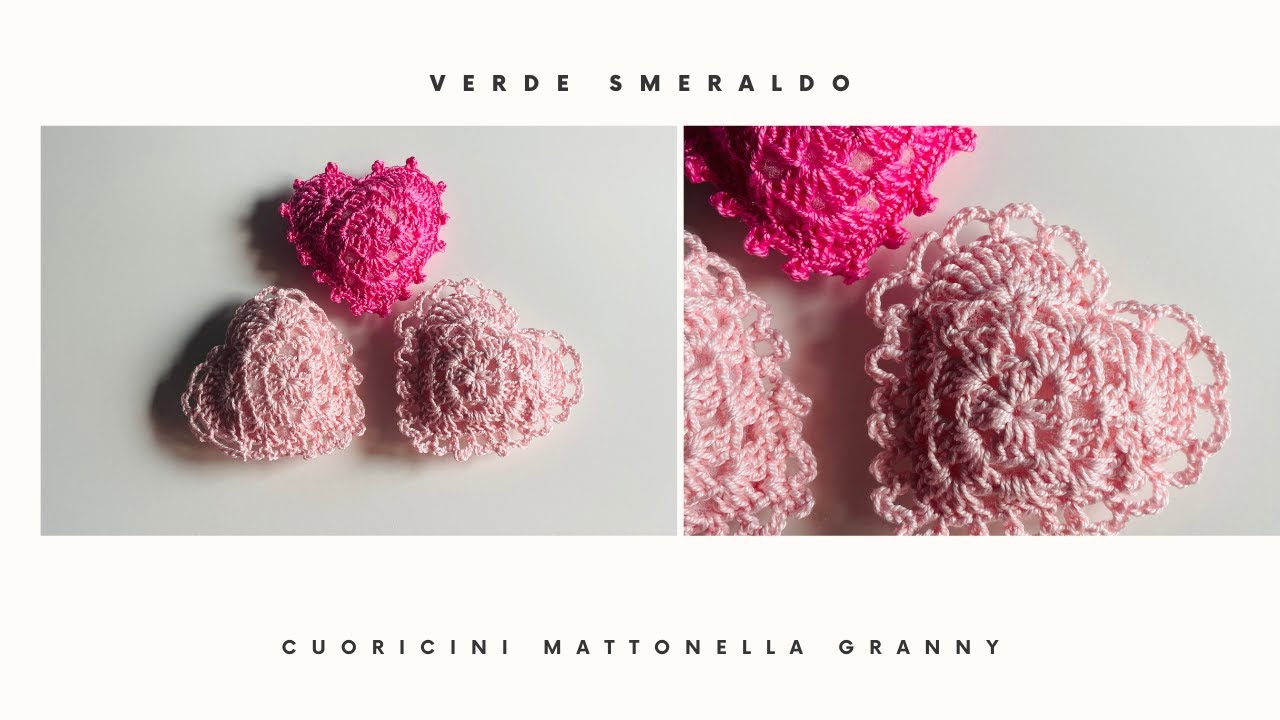 TUTORIAL CUORICINI MATTONELLA GRANNY ❤️ || Come fare dei cuoricini con mattonella granny