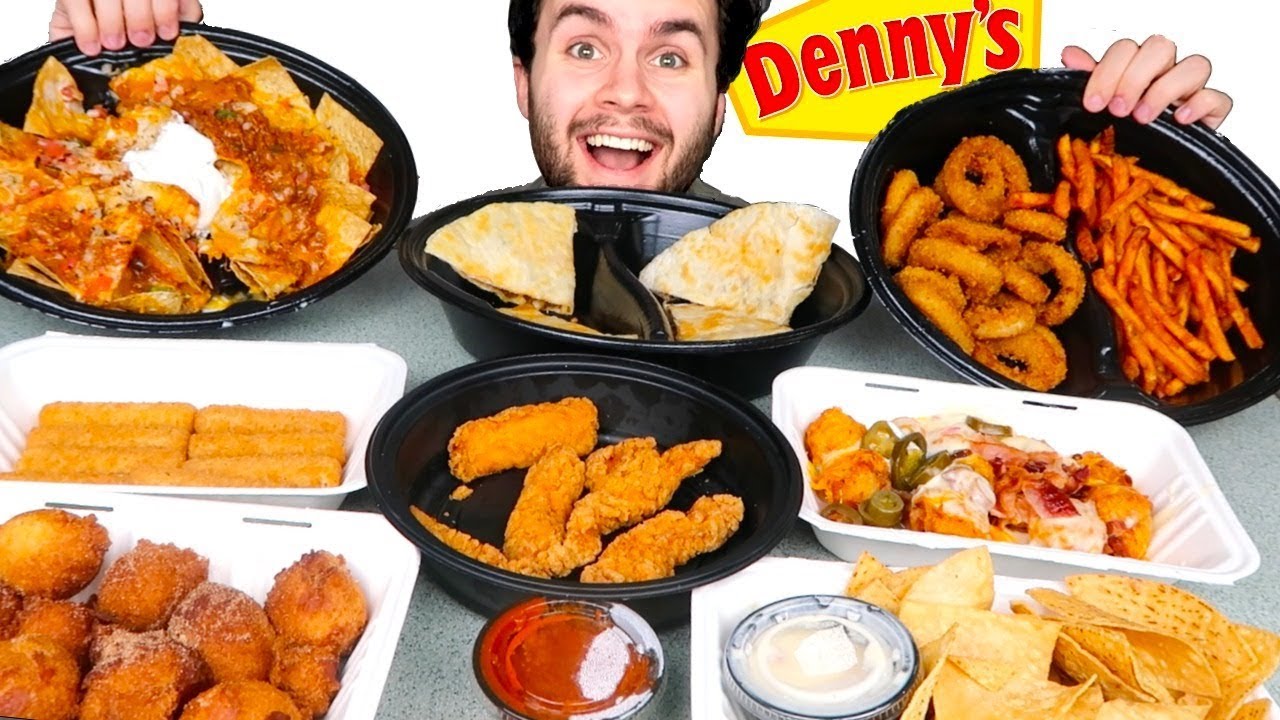 TRYING DENNY'S APPETIZERS MENU! - Nachos, Mozzarella Sticks, & MORE Restaurant Taste Test!