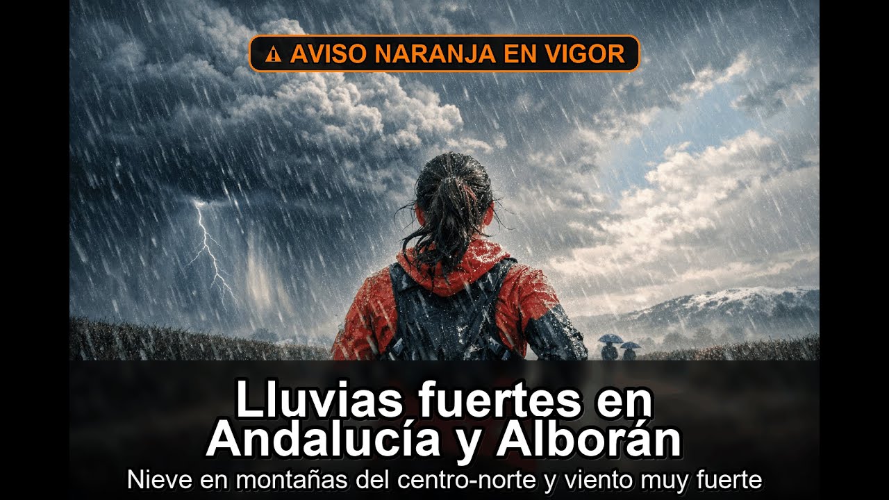 Temporal atlántico: lluvias fuertes en Andalucía y Alborán, nieve en montañas del centro y norte 🌧️❄
