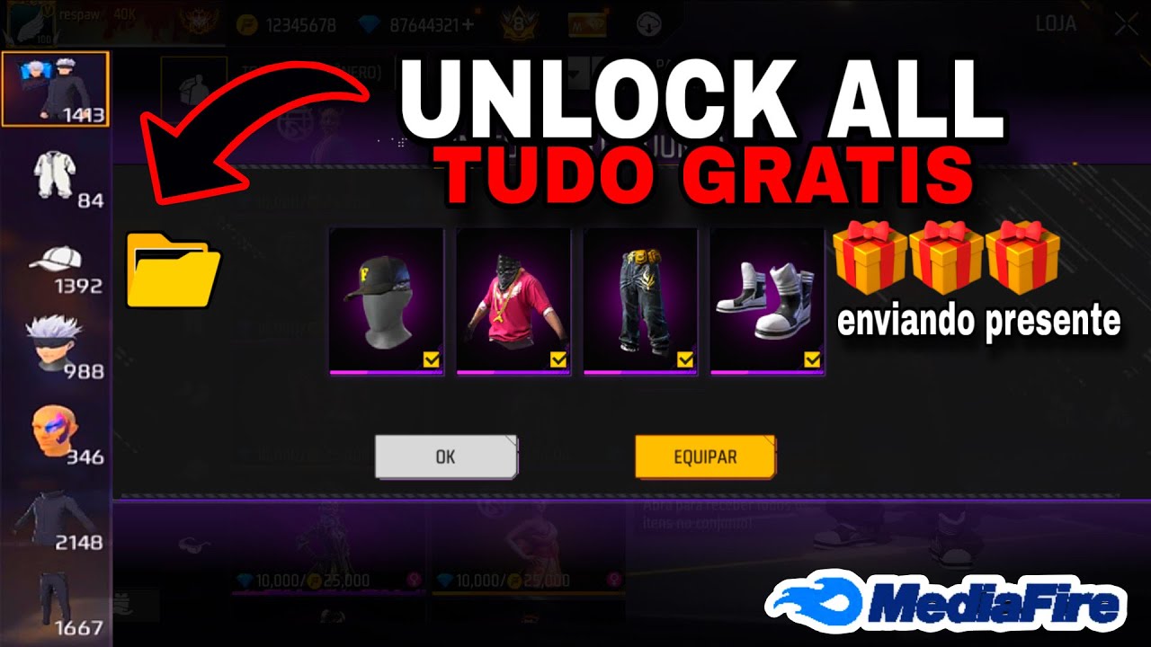 SAIU! UNLOCK ALL NOVA ATUALIZAÇÃO ENVIANDO PRESENTE  (TUTORIAL ATUALIZADO UNLOCK) LIBERA TUDO AGORA!