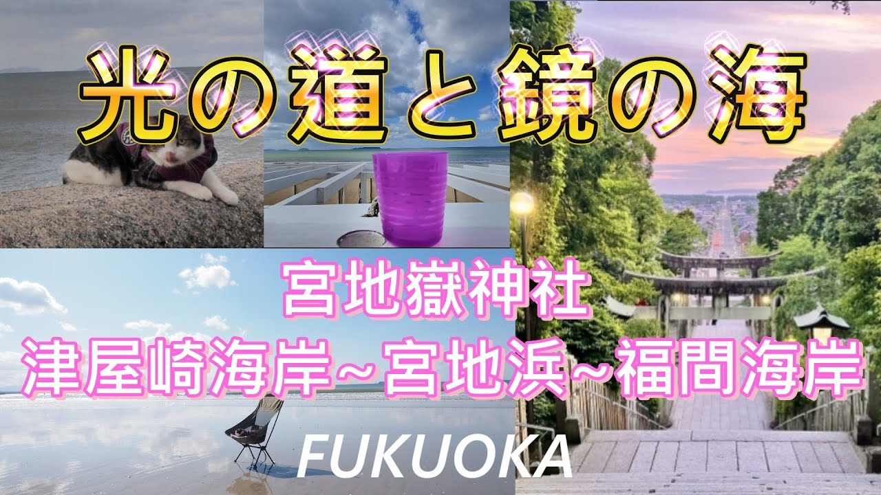 福岡県福津市のパワースポット【光の道と鏡の海】宮地嶽神社 津屋崎海岸~宮地浜~福間海岸　愛猫Julieと近場の電車旅　후쿠오카