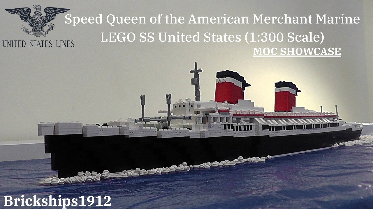 Speed Queen of the American Merchant Marine LEGO SS United States (1:300 Scale) MOC SHOWCASE