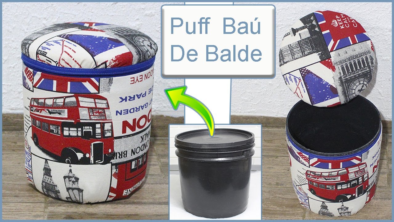 Pufe Baú Usando Balde de Tinta, Diy- Do lixo ao luxo