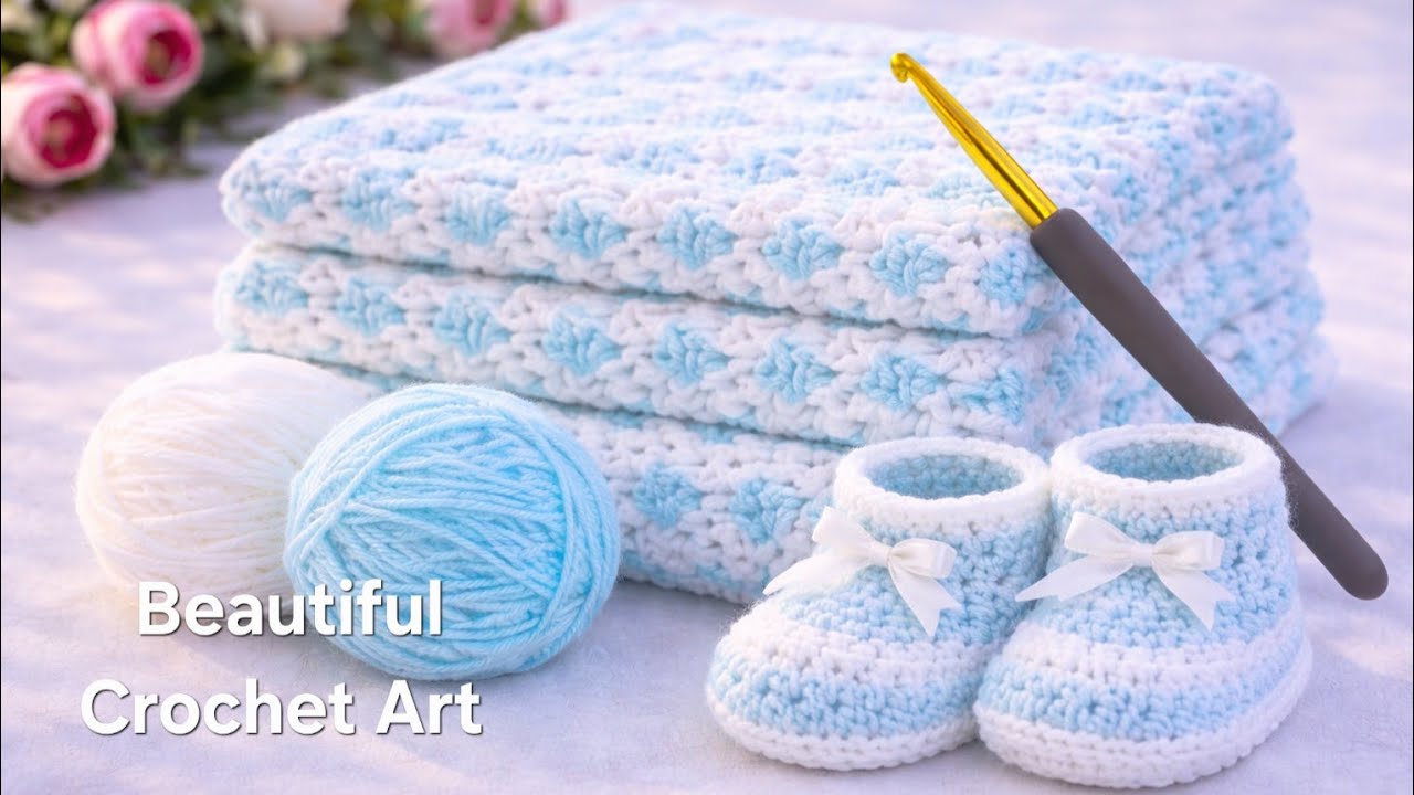 VERY EASY Crochet Baby Blanket 🧶 Puff Stitch | 10 mm Hook | Soft & Fast