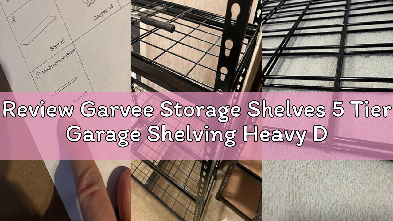 Review Garvee Storage Shelves 5 Tier Garage Shelving Heavy Duty Adjustable Metal Shelving Unit, Gara