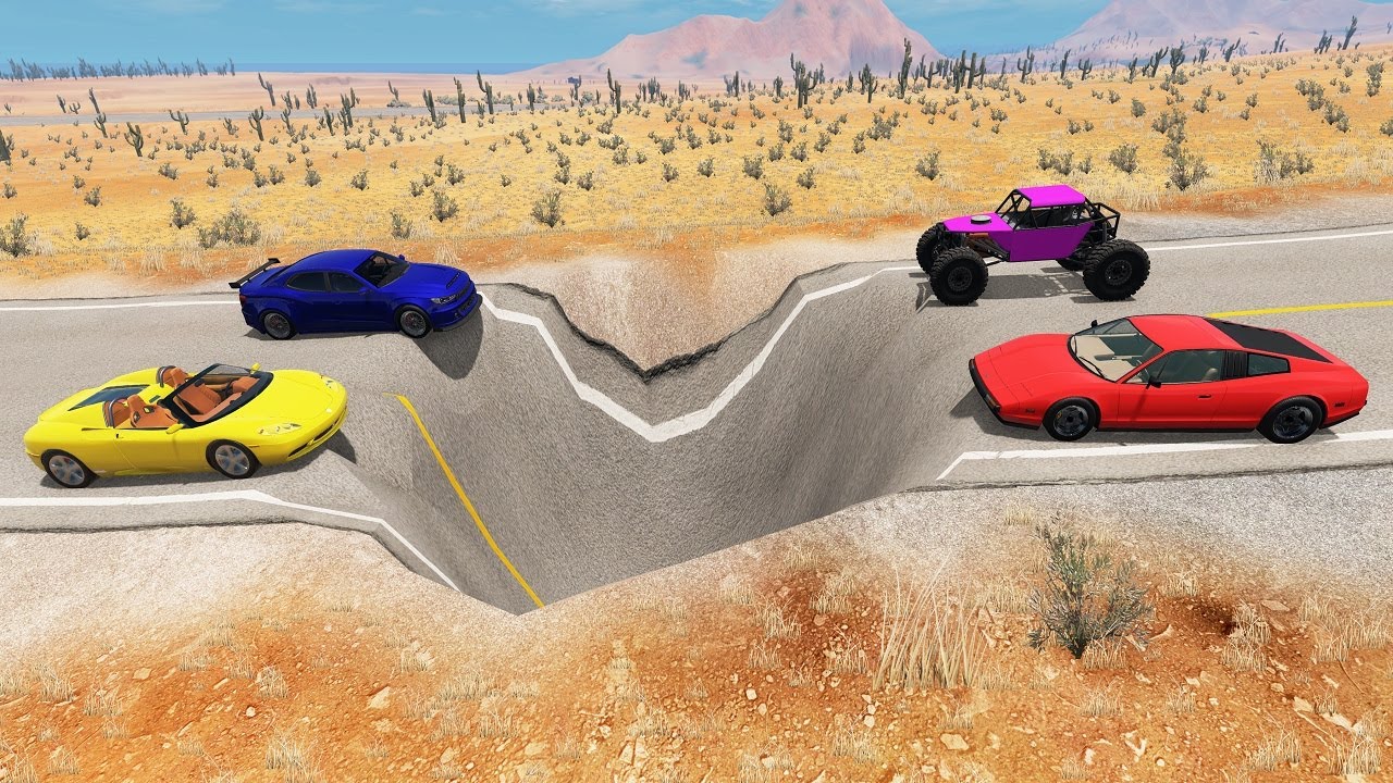 Cars vs Giant Pit #70 &ndash; BeamNG Drive