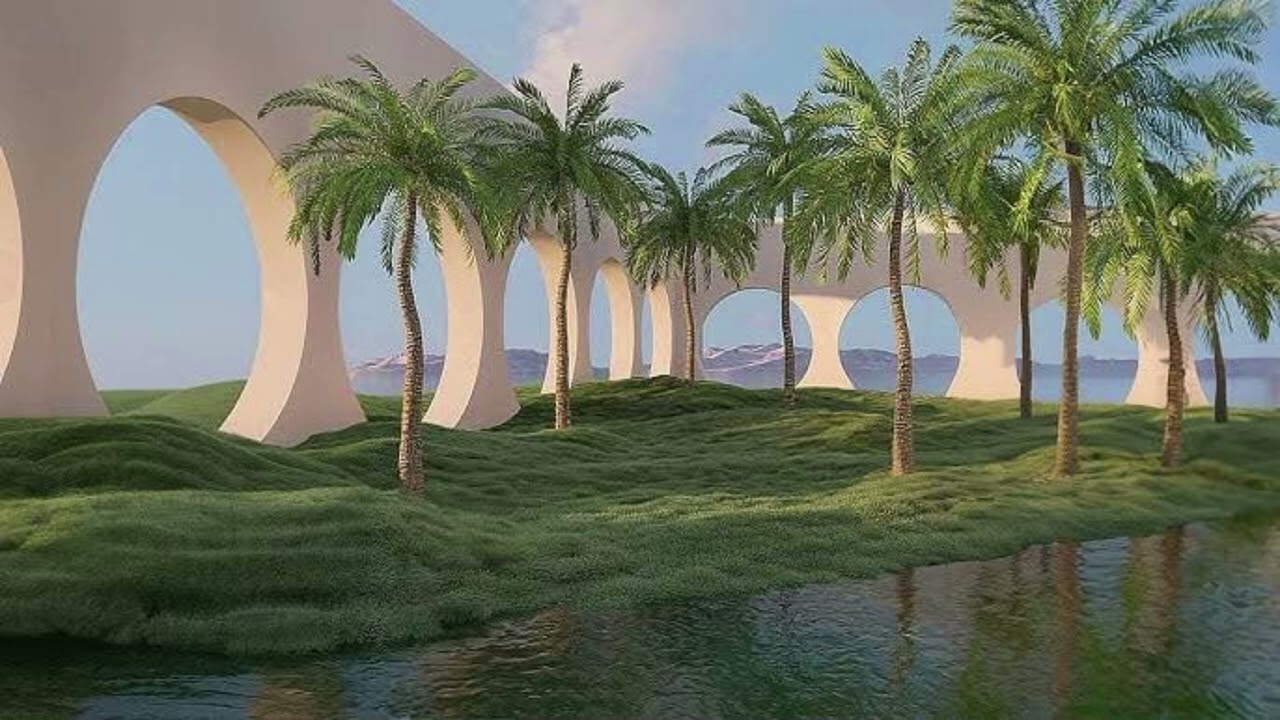 Surrealistic and liminal images with Windows 95 startup sound pitched over