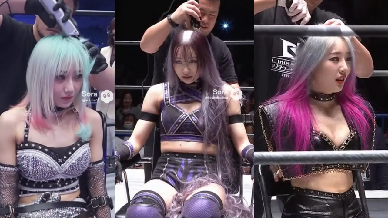 髪を染めたクール系美女レスラーの髪切り集#生成ai #headshave #女子プロレス #prowrestling #hairvshair 