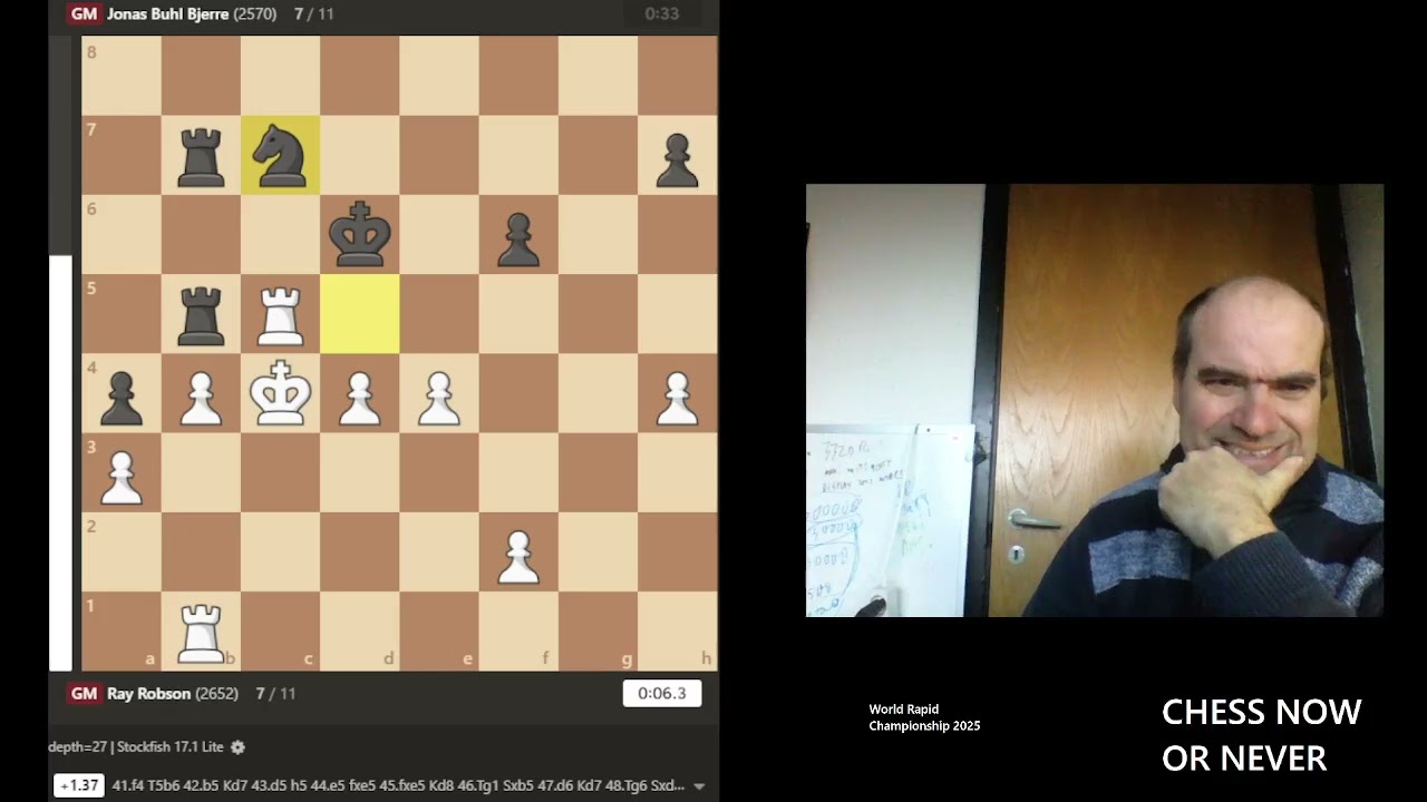 Ray Robson USA vs Jonas Buhl Bjerre DK , Rapid World Championship 2025 Enjoy