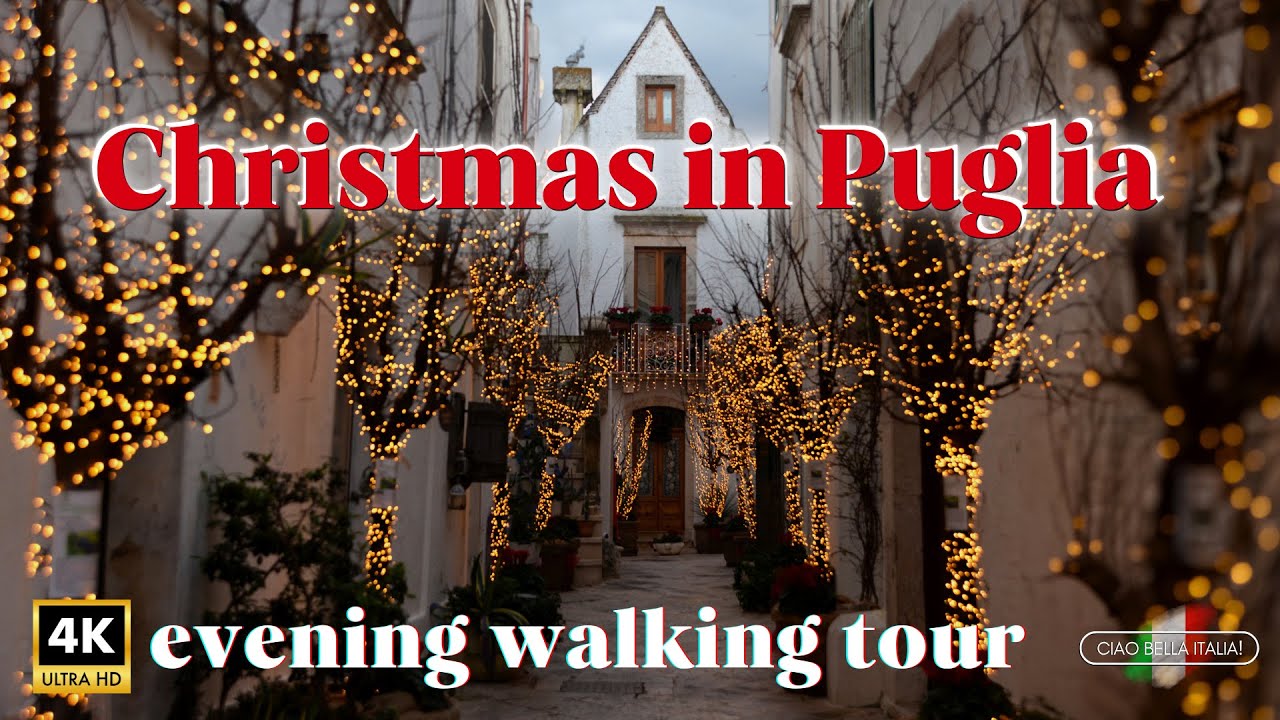 Christmas in Puglia Italy 4K walking tour 🇮🇹 Walking Through A Real-Life Wonderland!