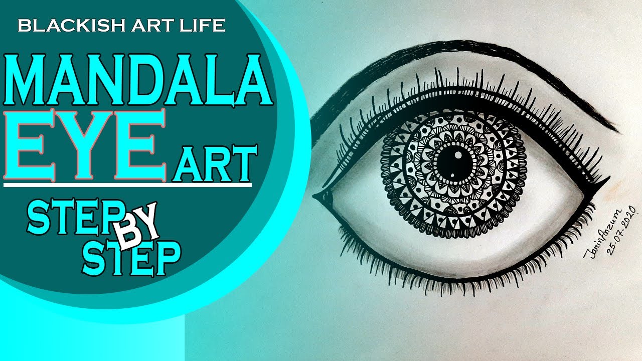 Mandala Eye Design Step By Step | For Beginners | Blackish Art Life