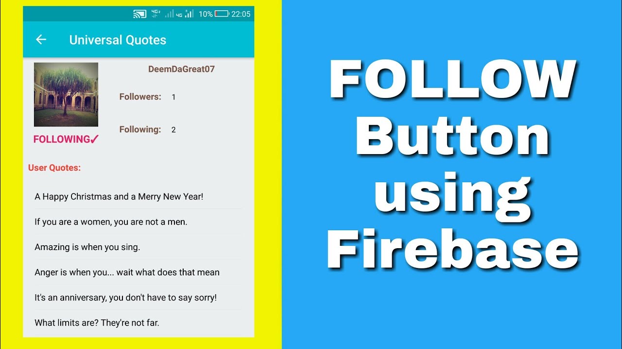 Adding a FOLLOW Button in Sketchware using Firebase