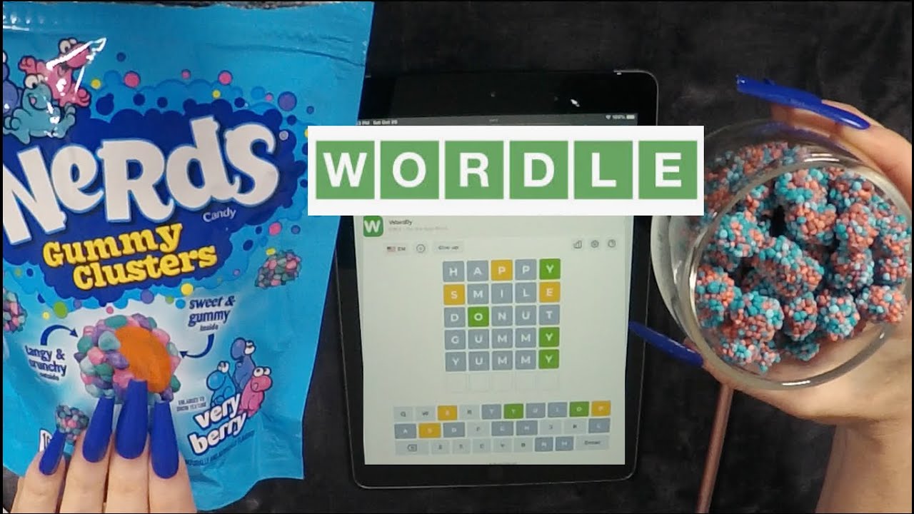 ASMR Eating Nerds Gummy Clusters & Wordle On iPad | One Hour Whispered Game Play