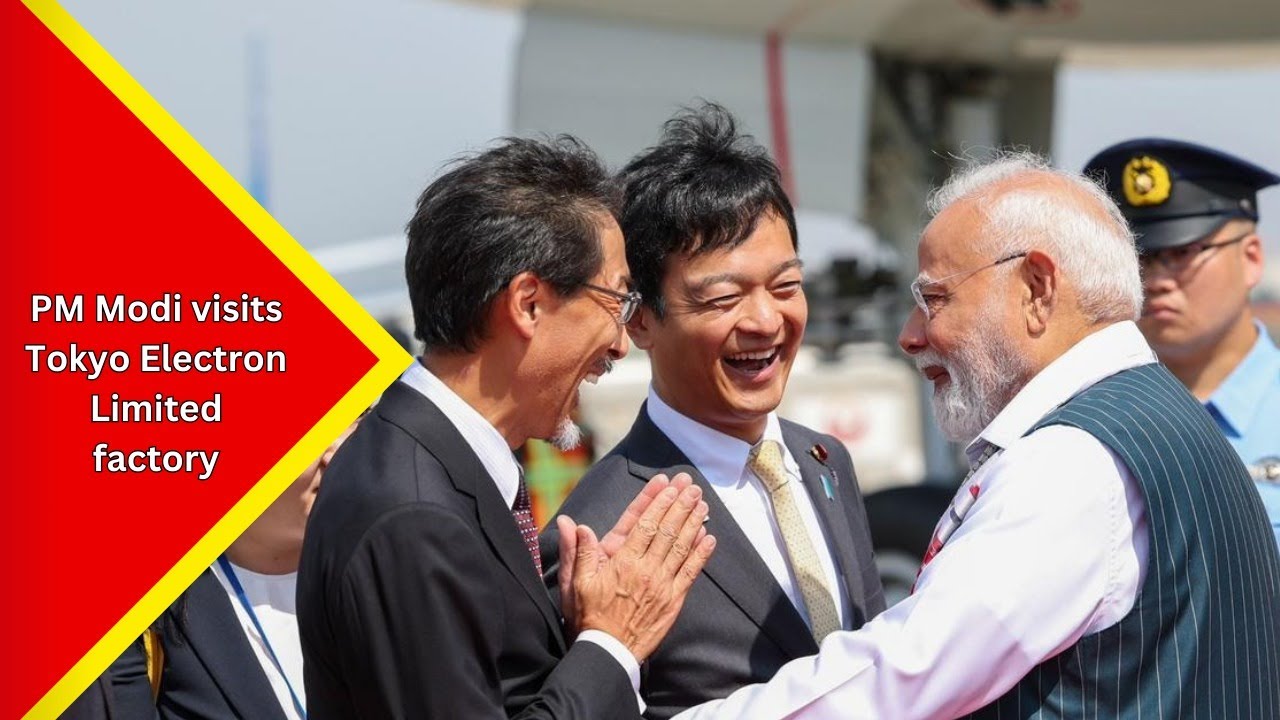 PM Narendra Modi visits Tokyo Electron Limited factory in Sendai, with Japanese PM Shigeru Ishiba...