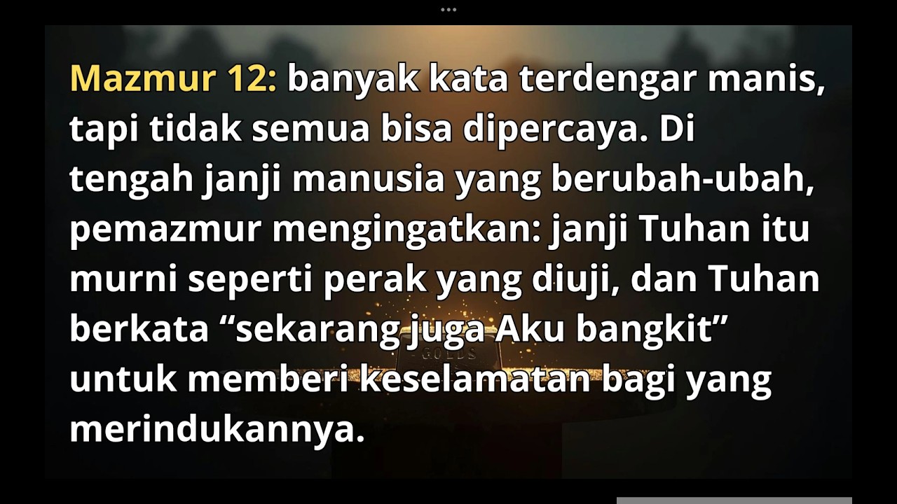 Pegang aku dalam janji-Mu (Inspirasi dari Mazmur 12)