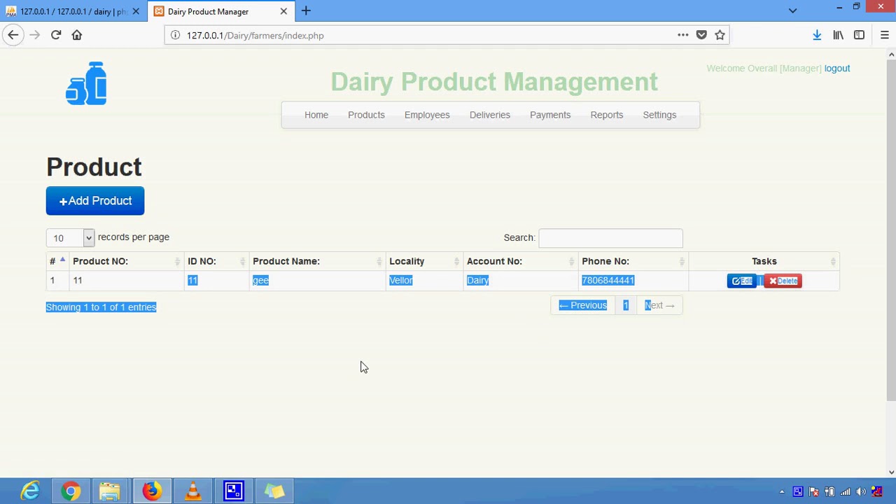 Dairy Product Management in PHP