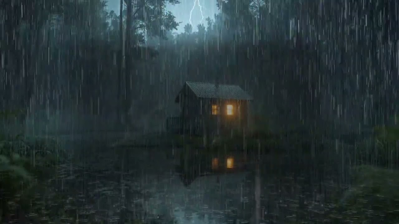 99% of YOU will Fall Asleep Fast | Strong Rain & Mighty Thunder on the Roof of Forest House at Night