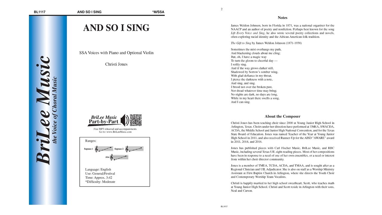 And So I Sing (BL1117) by Christi Jones