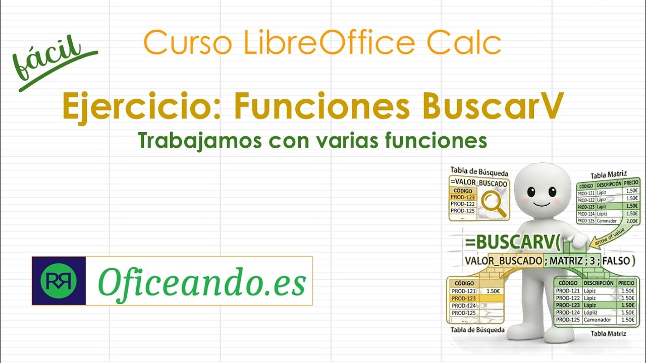 Función BUSCARV y otras Ejercicio completo - Curso Libre Office Calc Ejercicios resueltos