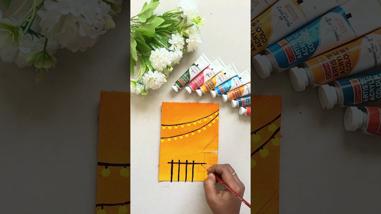 Easy Sunset Light Painting for Kids 🌅 | Acrylic Art